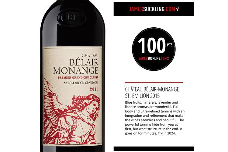 Belair-Monange 2015 obtient 100 pts de James Suckling